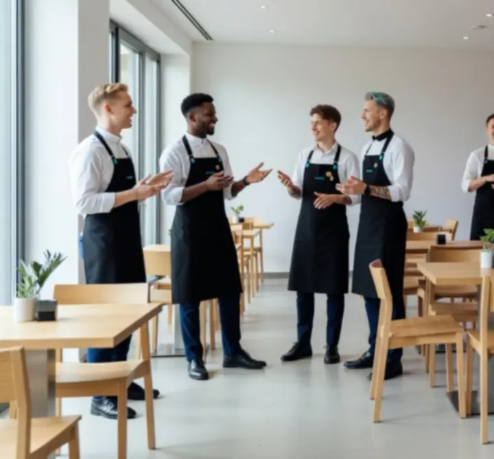 Tým Bohema Live v moderním interiéru restaurace